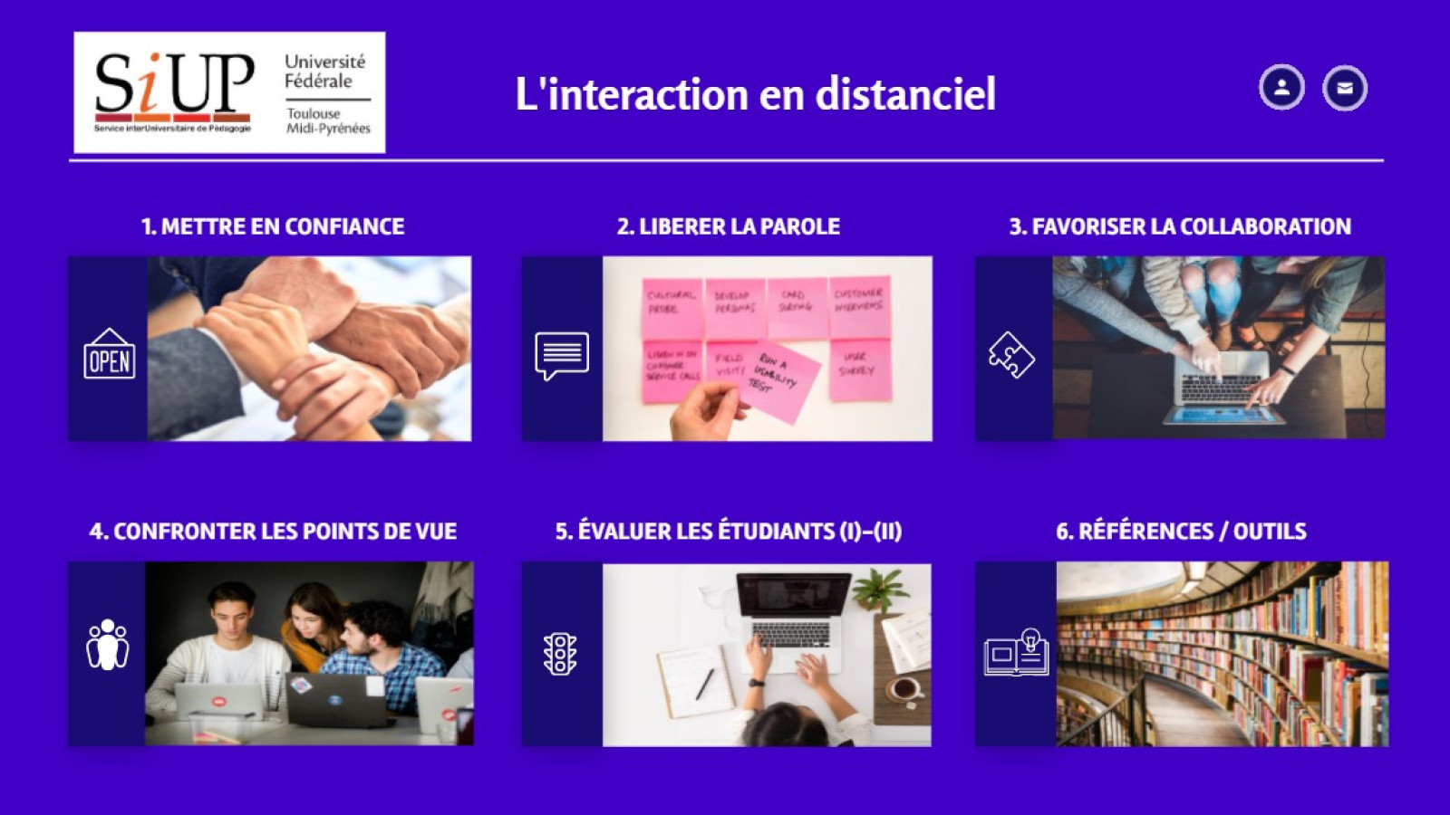 Menu de l'infographie "L'interaction en distanciel"
