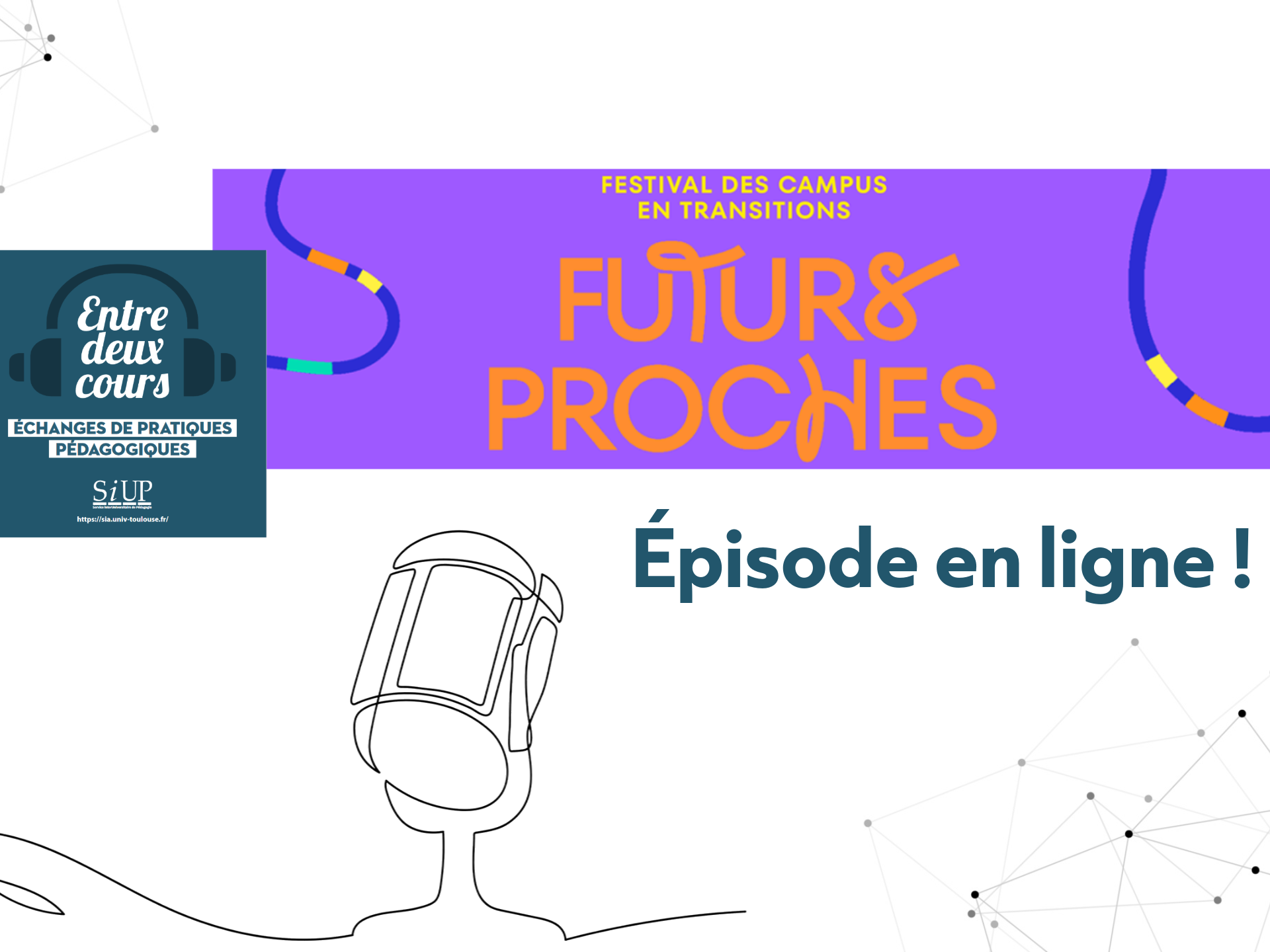 Bannière annonçant la mise en ligne d'un épisode du podcast